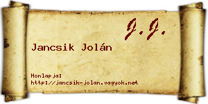 Jancsik Jolán névjegykártya