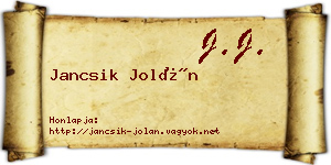 Jancsik Jolán névjegykártya